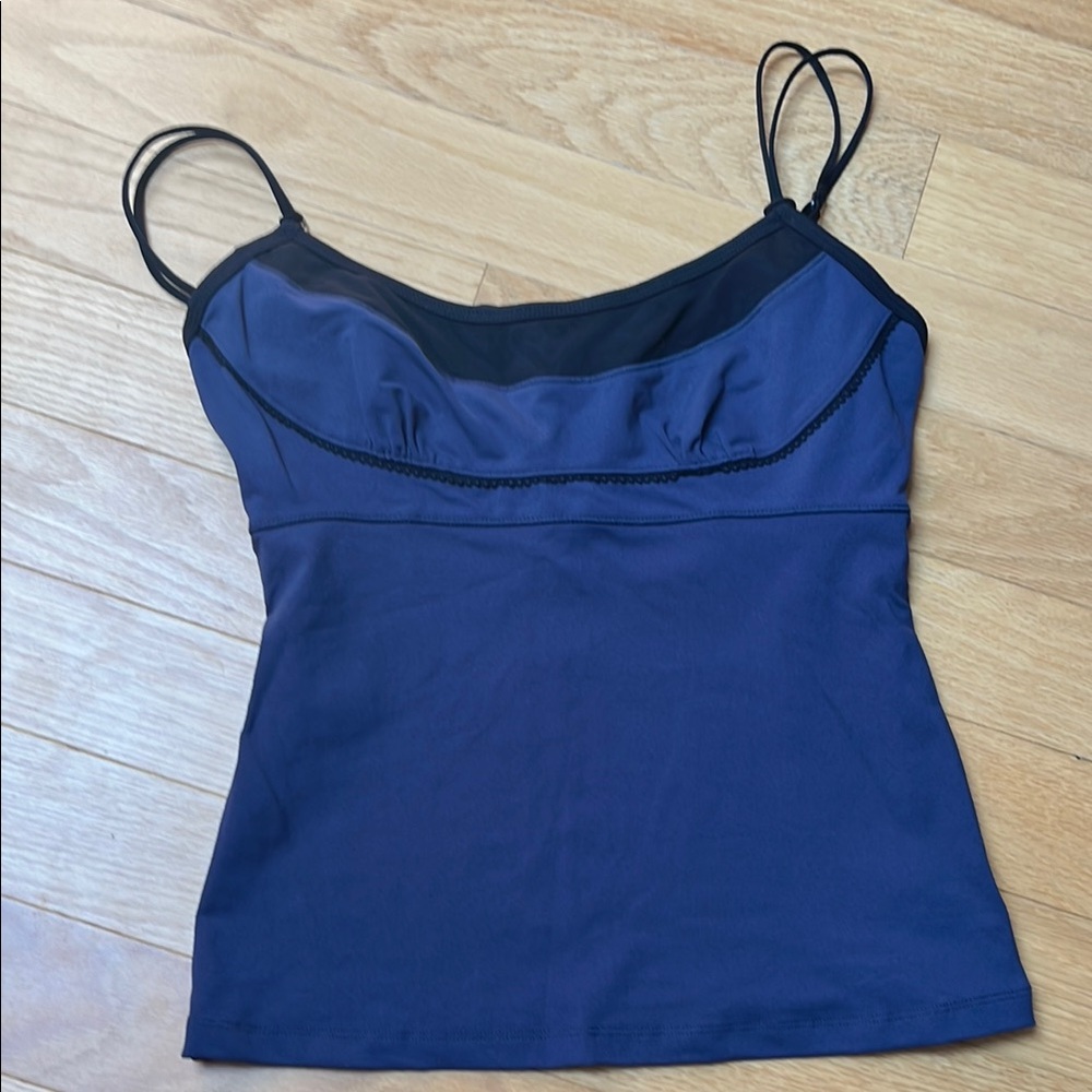 Navy Blue Activewear Tank with Self Bra
